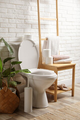 Ceramic toilet bowl and necessities in restroom
