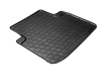 One black rubber car mat isolated on white