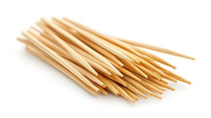 Wooden toothpicks on white background isolate