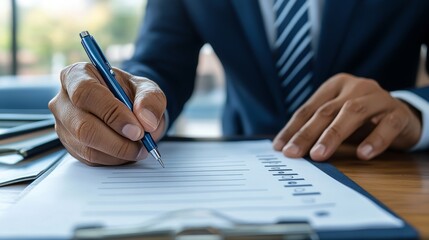 Check list concept. Businessman tick off questionnaire survey test checklist business question approve check. Digital checklist option. Paperless document list. Business goal. Audit report