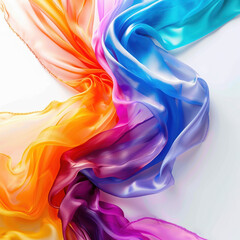 Obraz premium silk fabric colorful vibrant texture flowing abstract textile pattern smooth gradient bright hues art swirls rainbow soft delicate elegant multicolor artistic design 