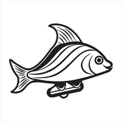 Skate fish silhouette vector art illustration.
