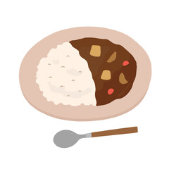 カレーライスの手描きイラスト