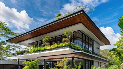 Obraz premium Modern House with Green Roof