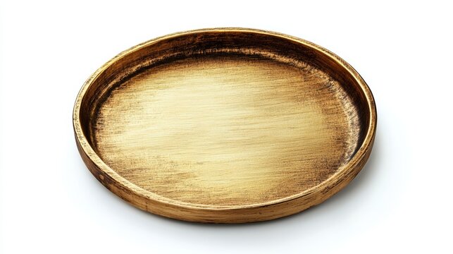 Golden plate or nameboard in wooden frame isolated on white