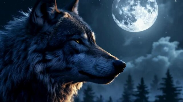 wolf howling at night