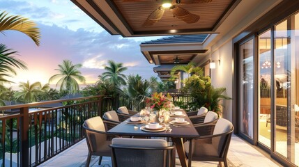 Fototapeta premium Sunset Patio Dining
