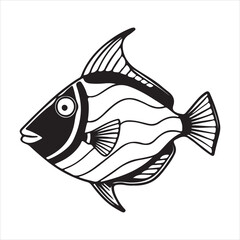 Triggerfish silhouette vector art illustration.