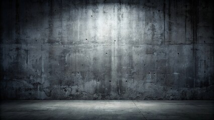 Eerie dark concrete wall texture in dim lighting for background or design