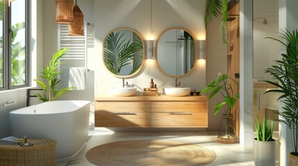 Modern Bathroom with Tropical Plants
