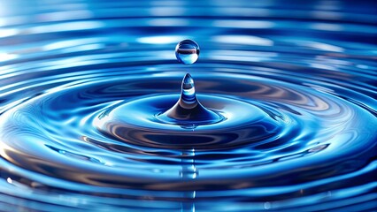 Close-up of glistening blue water with water droplet pattern on surface