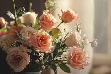 Obraz premium Bouquet of colorful flowers arranged in vase