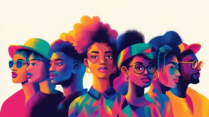 Fototapeta premium Inclusivity, Celebrate diversity in all forms cultural, racial, and body types continue to perform strongly. Featuring multi ethnic groups, and LGBTQ+ communities.