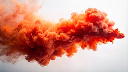 Close-up shot of a red-orange hovering substance emitting smoke, isolated in the air