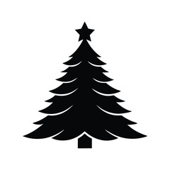 Christmas tree silhouette vector on white background