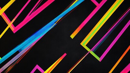 Abstract Geometric Pattern with Vibrant Colored Stripes on Black Background