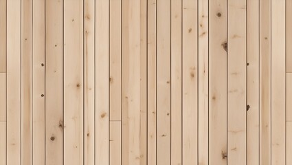 Fototapeta premium vertical layout of a wooden wall with a series of evenly spaced, vertical planks. The wood has a light, natural color with visible grain patterns and some areas showing darker, weathered spots.
