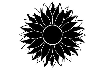 Sunflower, Sunflower outline. Vector illustration.