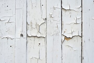 White painted wood boards or siding or wall with cracks and distressed finish , ai