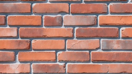 Obraz premium close-up view of a brick wall. The bricks are arranged in a horizontal, staggered pattern, typical of standard bricklaying