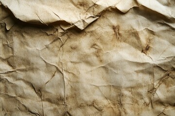 Interesting texture of old paper, darkened by time and dirty, on a white background. Unique vintage texture of old paper about 60-70 years old, ai