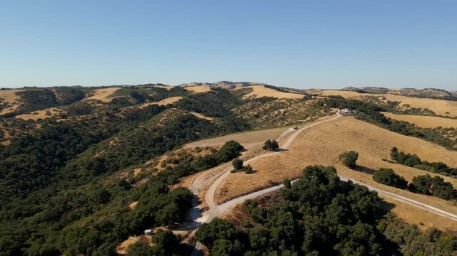 Aerial View of Paso Robles, California Mountains 