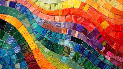 Obraz premium 3d render of colorful mosaic wall in metro station or train station