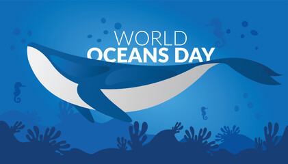 save our oceans. world ocean day 8 june vector poster, instagram post, abstract vector illustration design