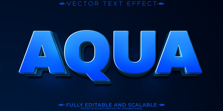 Aqua editable text effect, editable water and blue text style