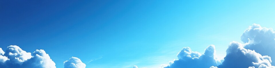 Obraz premium A detailed background banner with a high-resolution image of a clear blue sky with a few fluffy white clouds