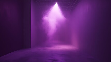 Obraz premium A single spotlight illuminating a hazy purple room