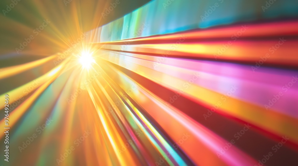 Aufkleber a detailed view of light shining through a diffraction grating, spreading into a full spectrum