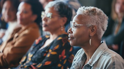 Obraz premium Diverse community gathering at a town hall meeting, discussing upcoming elections