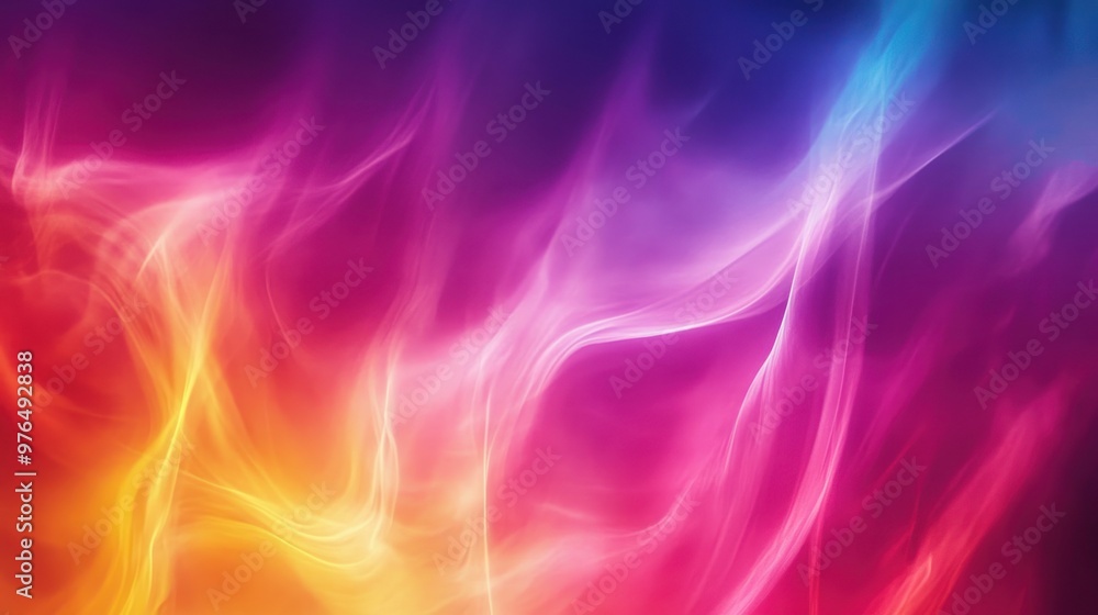 Poster a vibrant display of light in spectrum colors, resembling an aurora borealis effect