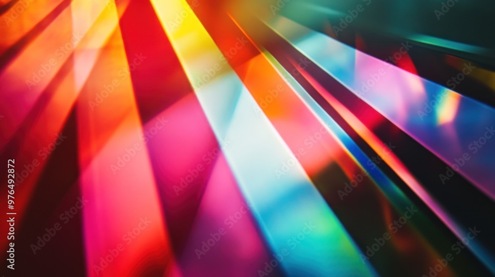 Poster a vibrant spectrum of light projected through a lens, with sharp and defined color bands
