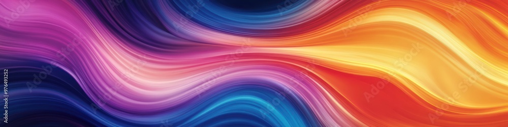Poster a wide background banner with an abstract swirl of colors blending seamlessly, offering a dynamic an