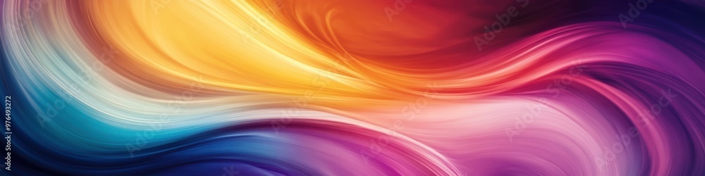 Poster a wide background banner with an abstract swirl of colors blending seamlessly, offering a dynamic an
