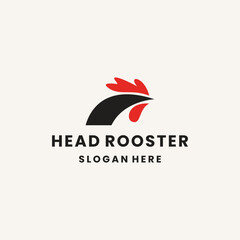 minimal and abstract head rooster logo illustration