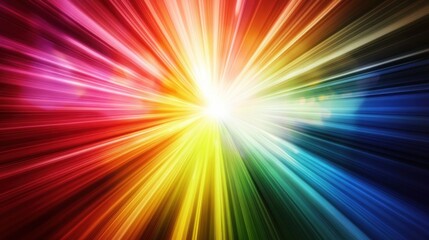 Fototapeta premium An abstract composition of light rays in spectrum colors, converging at a central point