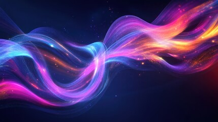 An abstract light painting in spectrum colors, with swirling and looping trails