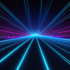 abstract background Neon lines glowing in 3D dynamic speed glowing on dark canvas Wallpaper