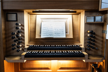 Front view of organ in Catholic Church.