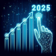 business development towards 2025 with blue arrow pointing upwards