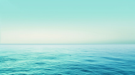 Fototapeta premium Abstract watercolor seascape with expanses of green and blue water shrouded in mist and haze.The blue sky creates a calm and serene atmosphere.