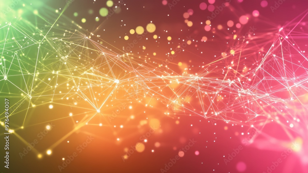 Poster abstract digital background with glowing lines and network connections,this concept symbolizes techn