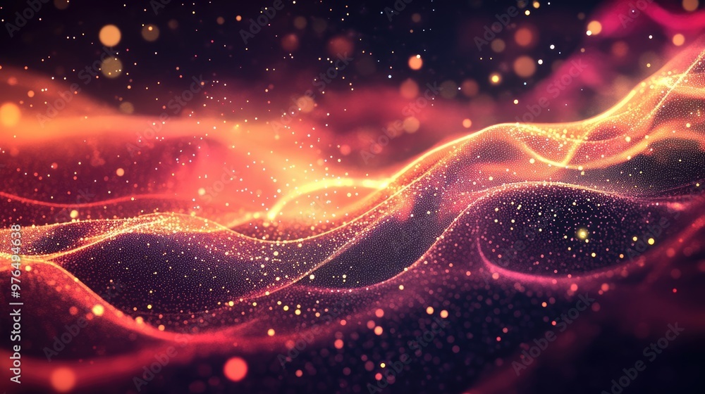 Poster abstract digital background with glowing waves and connections, an ai technology concept, the compos