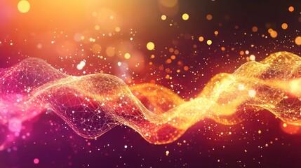 Fototapeta premium Abstract digital background with glowing waves and connections, an AI technology concept, The composition is a complex network of light lines and dots ,generative ai