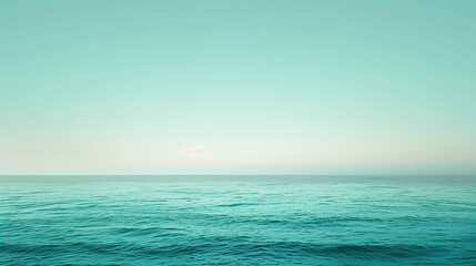 Obraz premium Abstract watercolor seascape with expanses of green and blue water shrouded in mist and haze.The blue sky creates a calm and serene atmosphere.