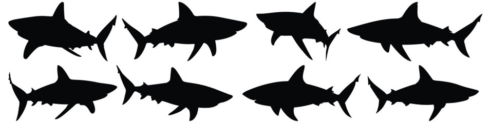 Shark silhouette set vector design big pack of fish illustration and icon