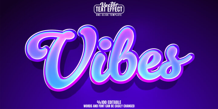 Vibes editable text effect, customizable good and positive 3d font style